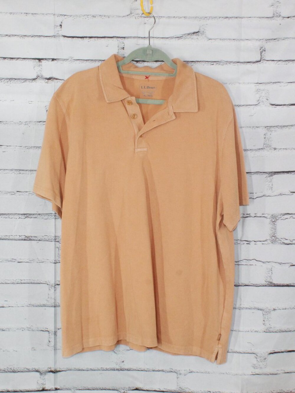 LL Bean Polo Shirt Slightly Fit Built Piqué Cotton Short Sleeve Orange XL
